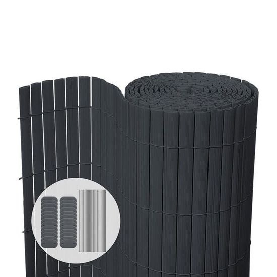 Canisse Brise Vue PVC Ultra Renforcé VOUNOT, Gris, 80x500cm, Avec Attaches, Neuf