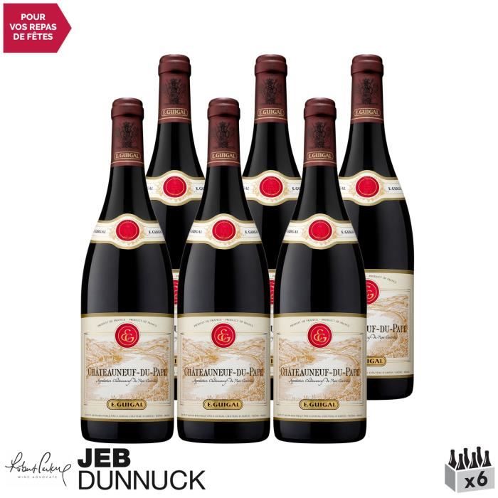 Châteauneuf-du-Pape Rouge 2017 - Lot de 6x75cl - Maison Guigal - Vin AOC Rouge de la Vallée du Rhône - 91-93-100 Robert Parker - Cép