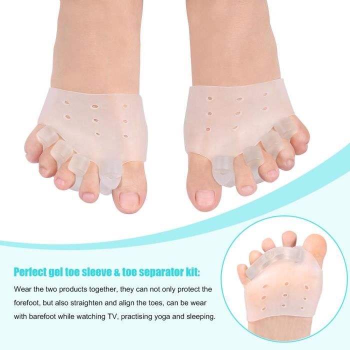 Séparateurs d'orteils en gel et correcteur d'oignons coussins métatarsiens à l'avant-pied Prévenir durillons