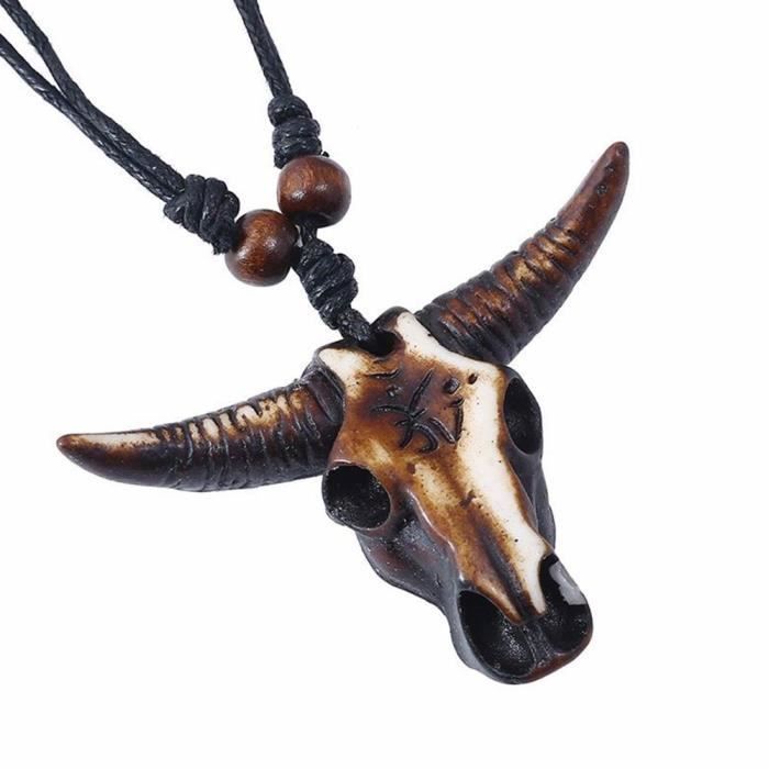 Pendentif Mode Vache Rétro Cuir Chandail Chaîne Collier_Argent