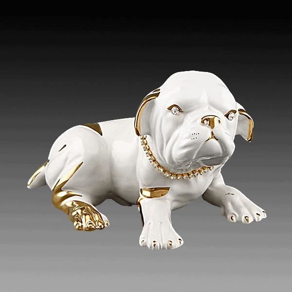Boxer blanc swarovski elements 21 x 15 x13 cm