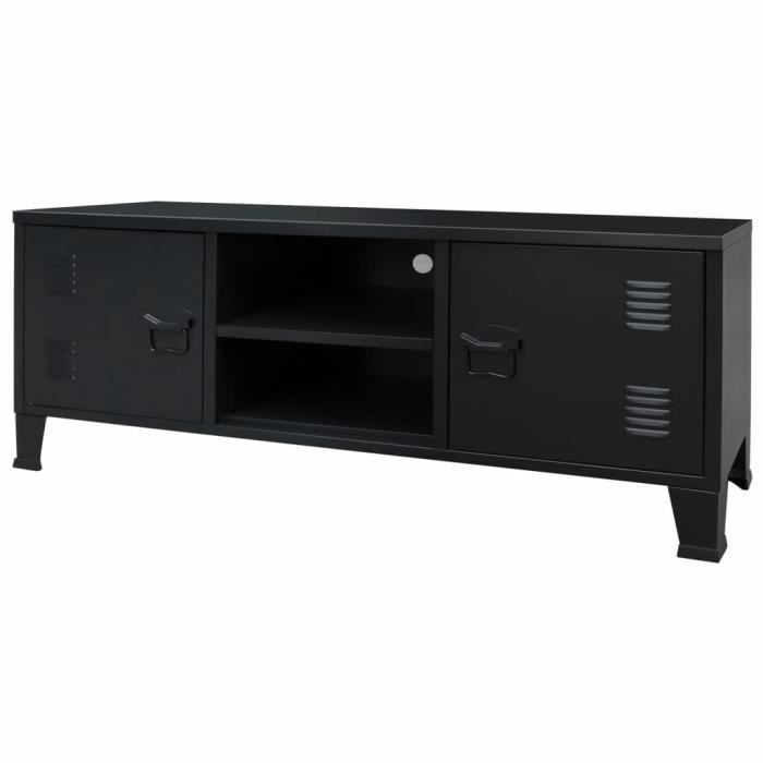 Meuble TV Métal Style industriel 120 x 35 x 48 cm Noir