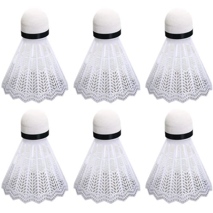lot de 12 volants de badminton en plastique avec plumes pour intérieur et extérieur blanc