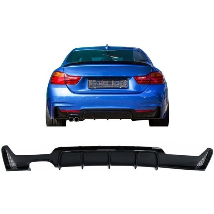 Diffuseur pour BMW 4 F32 F33 F36 13-19 M Look Gauche Double Sortie Noir brillant