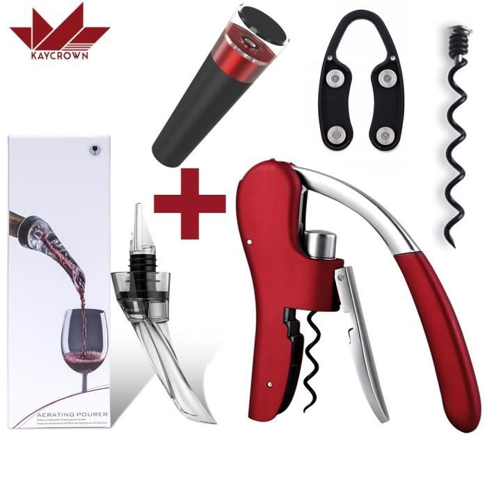 Dans un coffret cadeau -Bouteille de Ouvre vin professionnel, tire-bouchon coupe-Avec feuilleDans un coffret cadeau