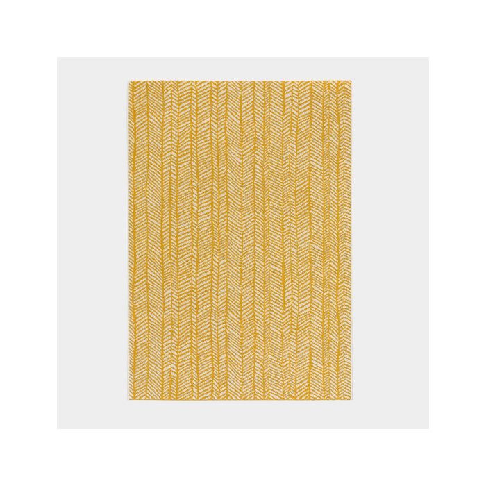 Tapis d’extérieur ou de salon - Motifs graphiques - Jaune et crème (140x200 cm)