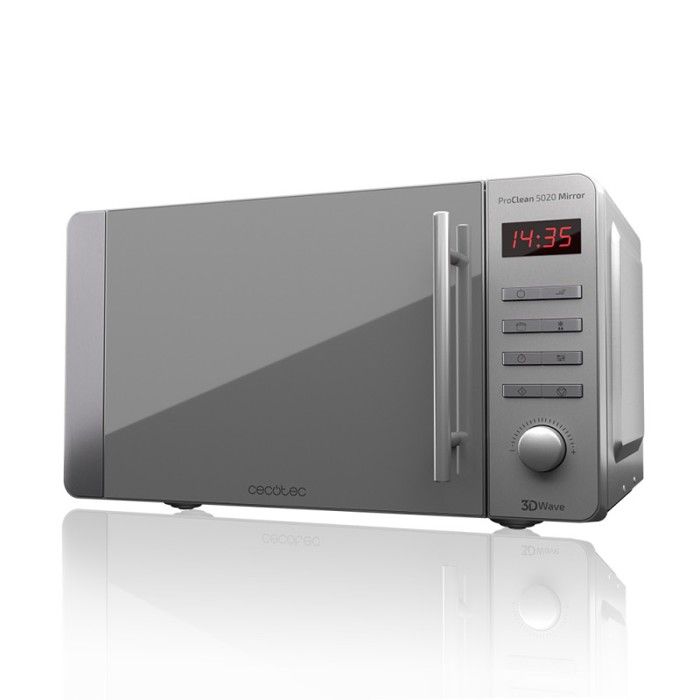 Cecotec Micro-ondes ProClean 5020 Mirror. Capacité de 20 L, Revêtement Ready2Clean, 700 W de Puissance, 5 Niveaux de Fonctionnement,