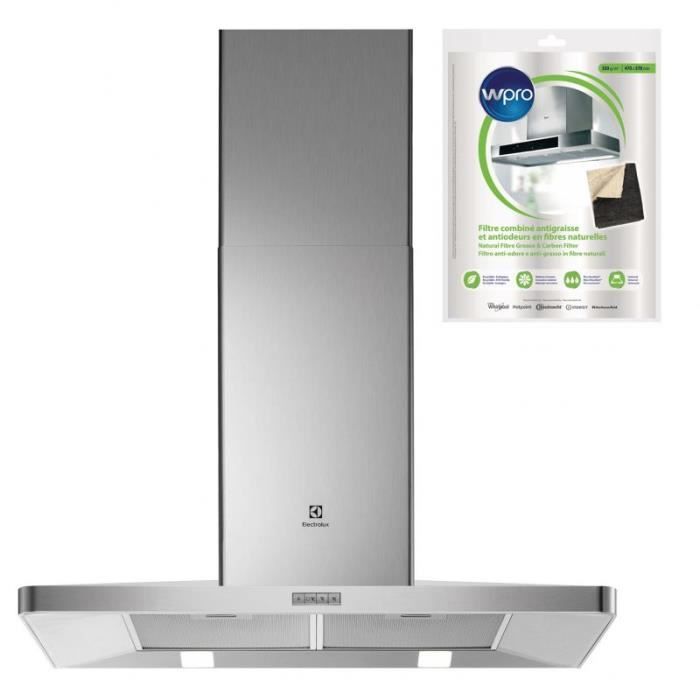 ELECTROLUX Hotte Décorative murale aspirante inox Largeur 90CM Débit d'air 603m3/h