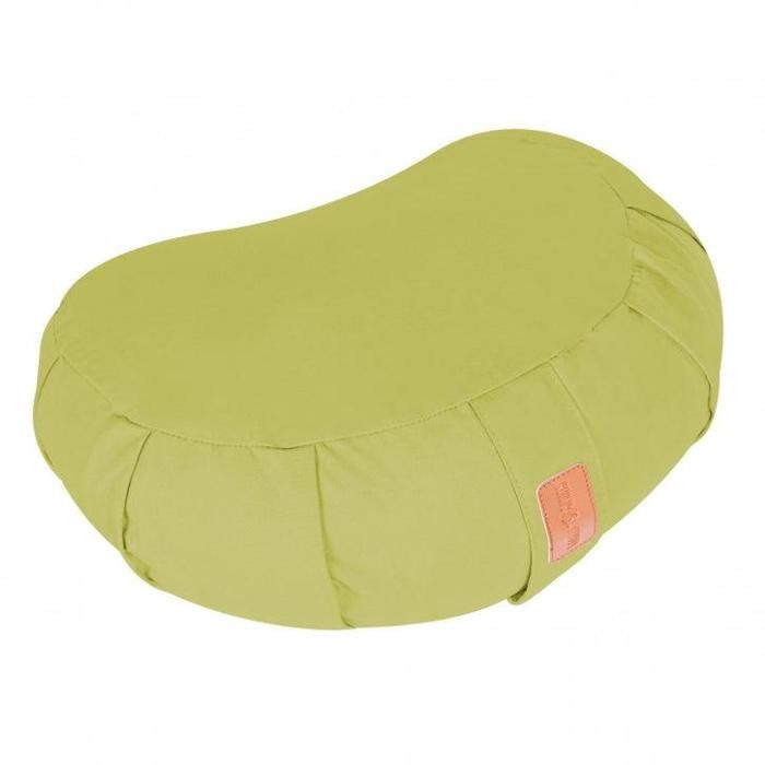 Coussin de méditation demi-lune vert clair - Hauteur d'assise : 19 cm - Coussin de yoga avec rembourrage en balles d'épeautre