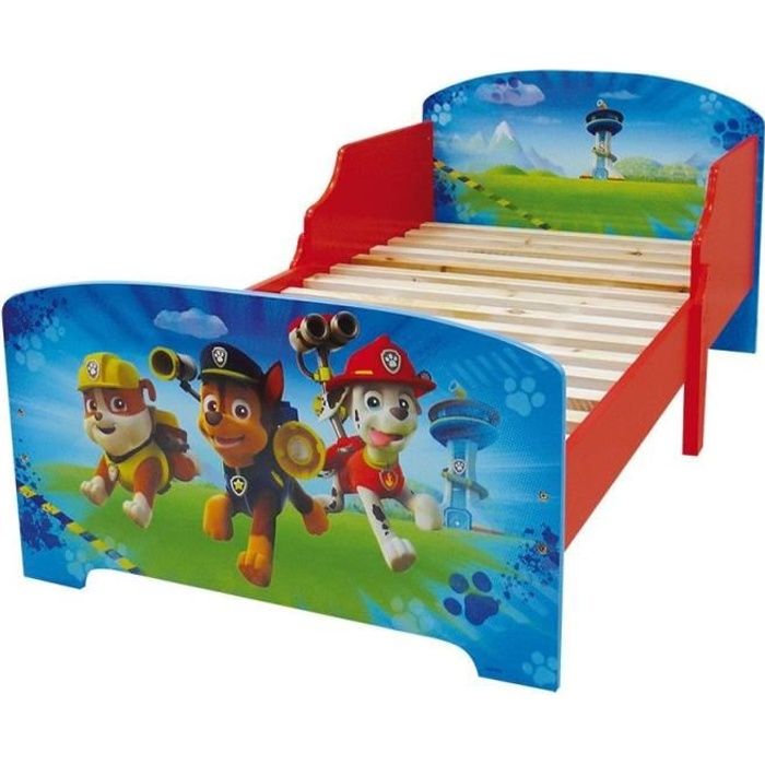 PAT PATROUILLE lit avec lattes pour enfant 70 * 140 CM