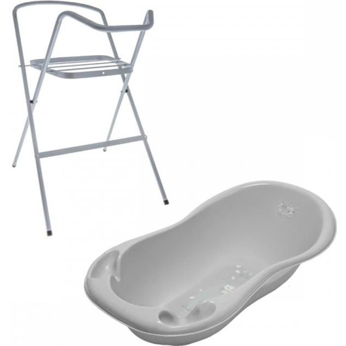 Baignoire bébé thermomètre Gris Owls 86 cm + Pieds