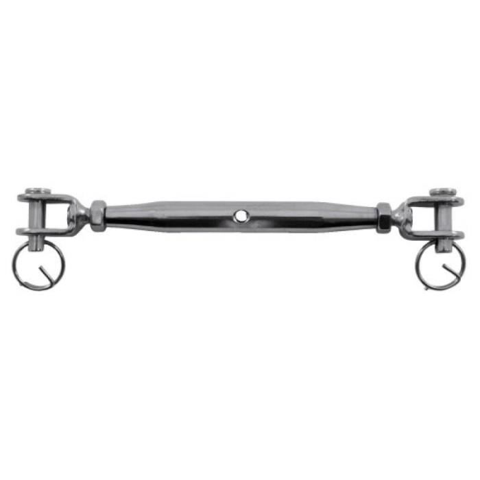 Ridoirs à 2 chapes soudées inox 316 filetage M12 CMU 650kg Longueur 260/380mm entraxe des manilles 14mm