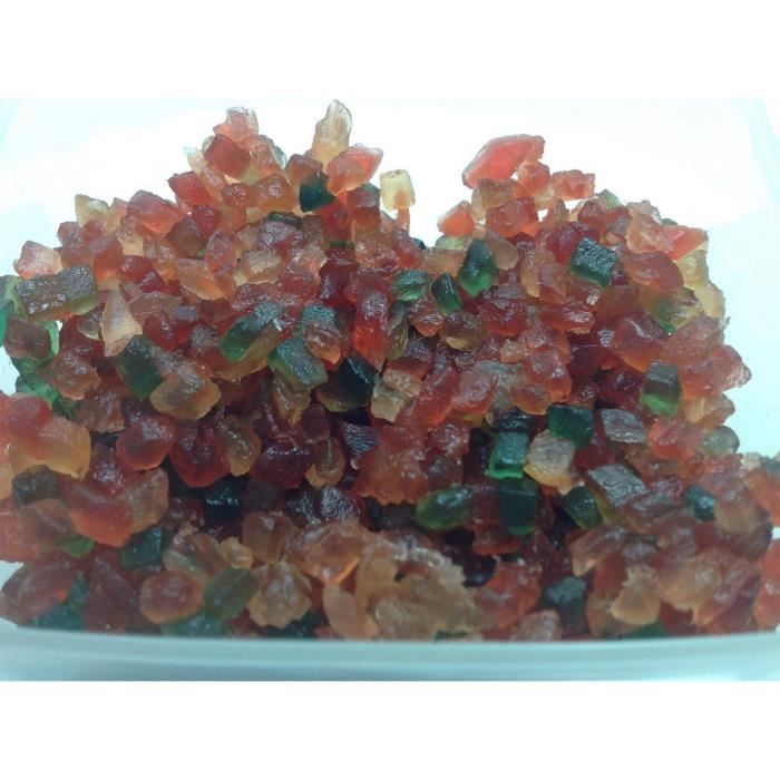 MELON CONFIT TRICOLORE EN CUBE 500 GR