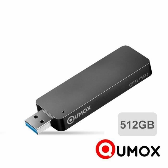 Qumox 512Go Disque Flash SSD portable Solid State Flash Drive USB 3.1 Stick 420MB/s