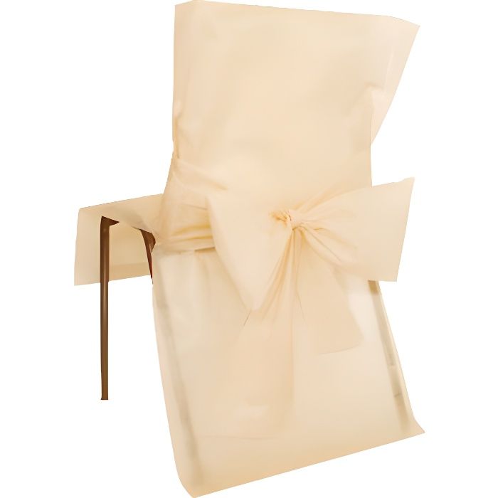 10 Housses de Chaise en Tissu Non Tissé Ivoire
