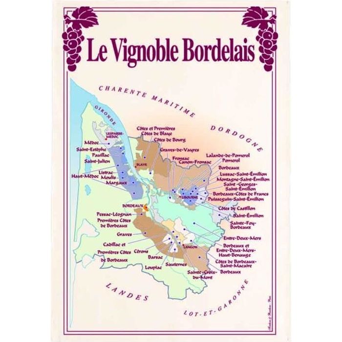 TORCHON VIGNOBLE BORDEAUX Torchons & Bouchons ASS