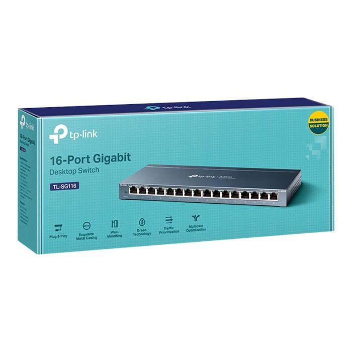 TP-LINK Commutateur Ethernet TL-SG116 16 Ports - 2 Couches supportées - Paire torsadée - Bureau