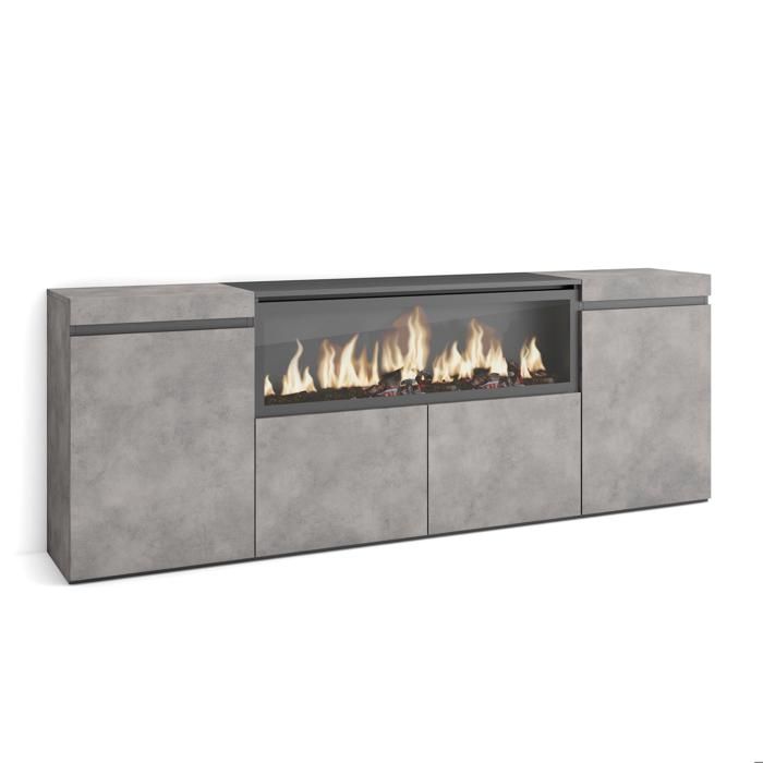 Buffet Bahut Enfilade Meuble de Séjour 208x35x75cm 1feu électrique XXL Ciment RF3232 Buffet Bahut Enfilade Meuble de Séjour 208x35x75cm 1feu électrique XXL Ciment RF3232