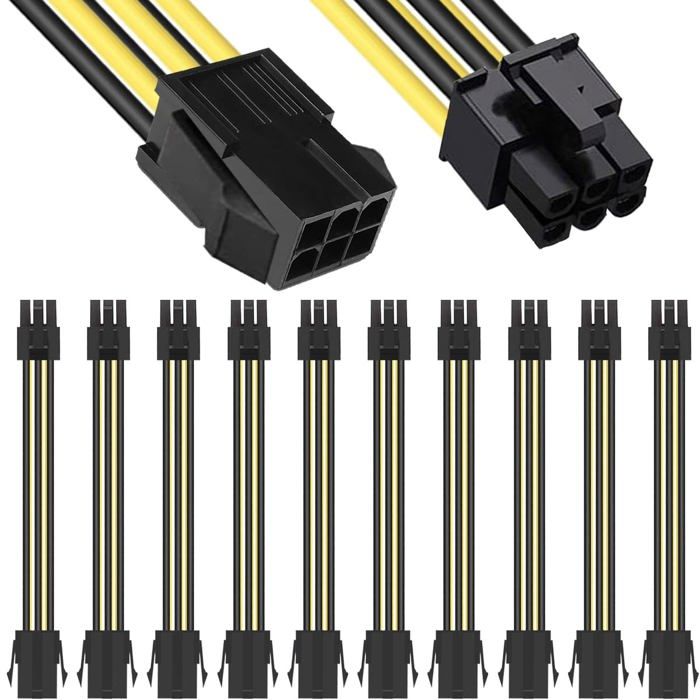 Câble adaptateur d'alimentation PCI Express à 6 broches vers 8 broches de 15 cm - F/M