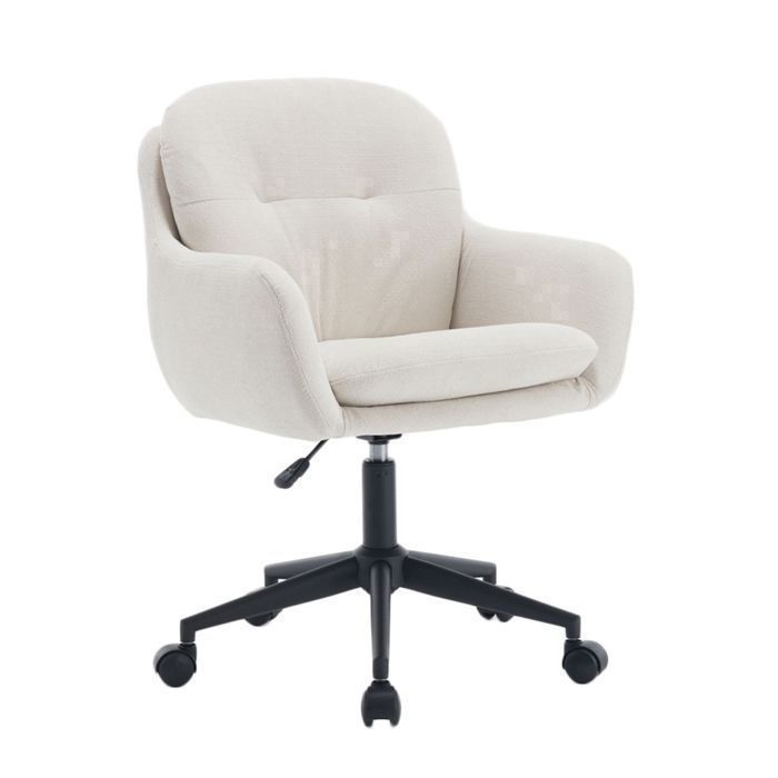 Wahson Chaise de Bureau Ergonomique à roulettes Chaise Relax Réglable en Hauteur Fauteuil Rembourré pour Bureau Chenille Beige