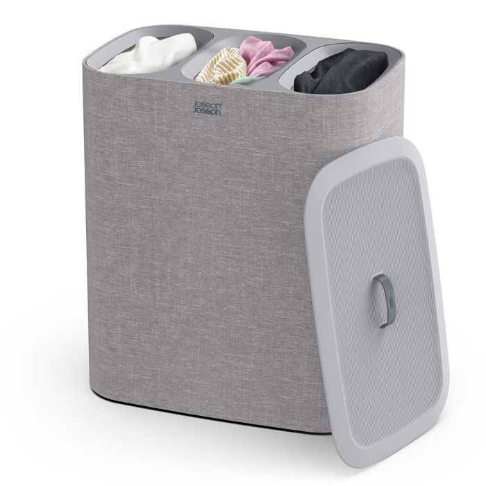 Joseph Joseph - Tota Trio 90 L (3x30 L) panier de séparation du linge 3 sacs en toile lavable en machine gris (50024)
