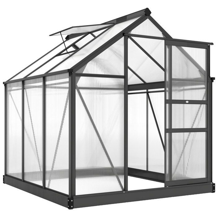 Serre de jardin polycarbonate 365 m² - Outsunny - résistant aux UV - avec fondation renforcé - 190 x 192 x 201 cm - Gris