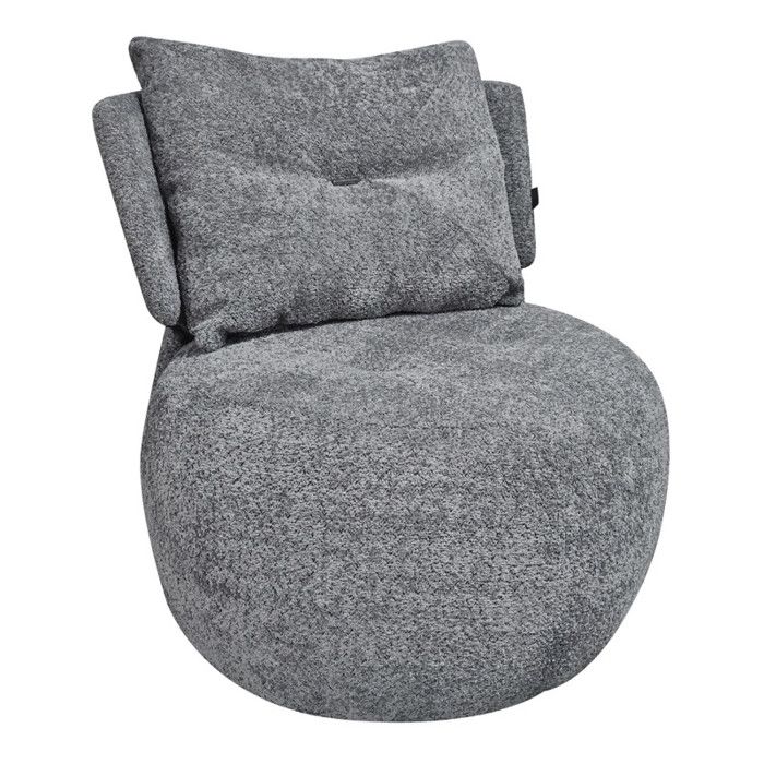Fauteuil pivotant 360° en tissu gris avec coussin amovible - ERNESTO Meubletmoi Fauteuil pivotant 360° en tissu gris avec coussin amovible - ERNESTO Meubletmoi