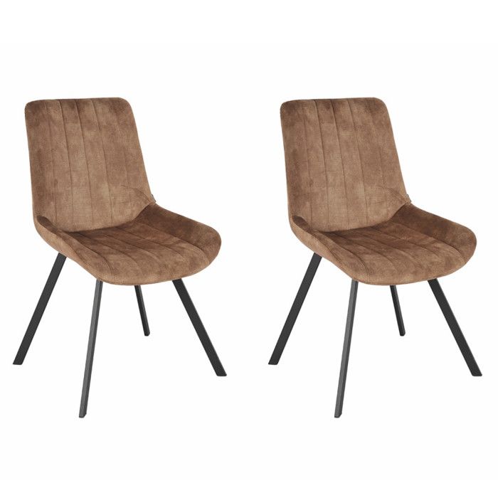 Lot 2 chaises en velours taupe rembourré et pieds métal - NANY 2 Meubletmoi Lot 2 chaises en velours taupe rembourré et pieds métal - NANY 2 Meubletmoi