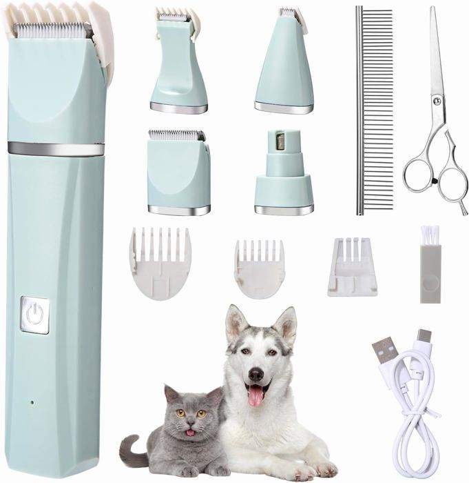 Meilleurs prix pour Tondeuse Chat4 en1 Tondeuse pour Chien Tondeuse Animaux Pet Tondeuse Chien avec 4 Têtes de Coupe Electrique Toilettage du Chien