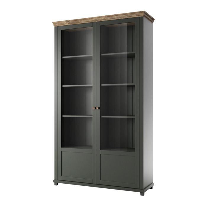 Vaisselier 2 portes Petits-meubles - Martin - 126 x 42 x 200cm - Vert et bois Vaisselier 2 portes Petits-meubles - Martin - 126 x 42 x 200cm - Vert et bois