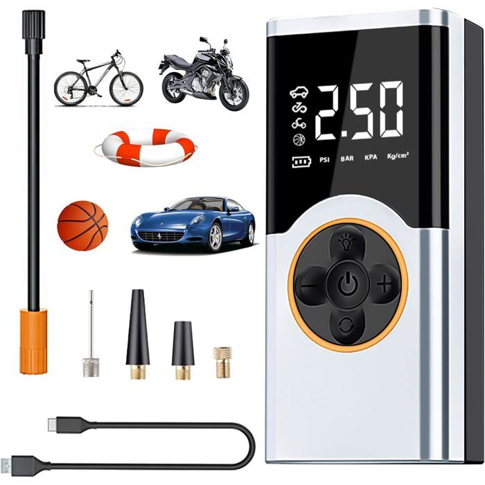 Gonfleur Pneu Portable Sans Fil 150PSI - Compresseur D'air 35 LPM, Affichage Numérique, Noir