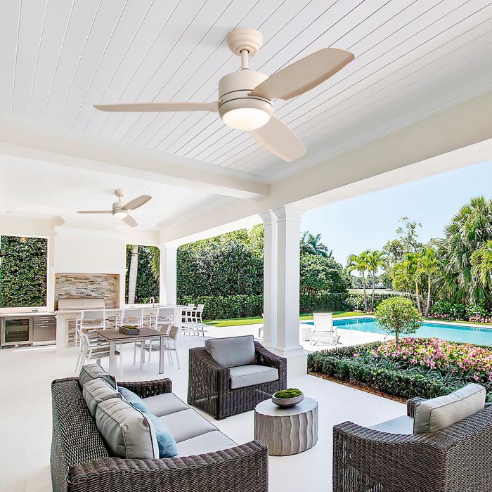 Feuille épaissie Ventilateur de plafond 46 pouces avec lumières 3 pales en ABS Moteur DC à 6 vitesses Télécommande pour le salon - Guyfoster