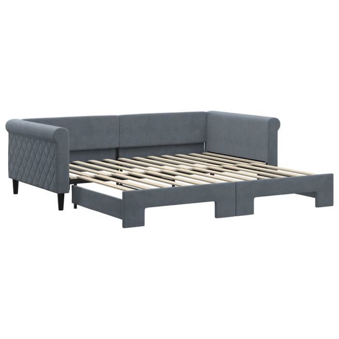 Lit simple Contemporain Banquette lit/Lit de jour avec gigogne sans matelas gris foncé 100x200 cm - 1 Place SP10158BED82595282