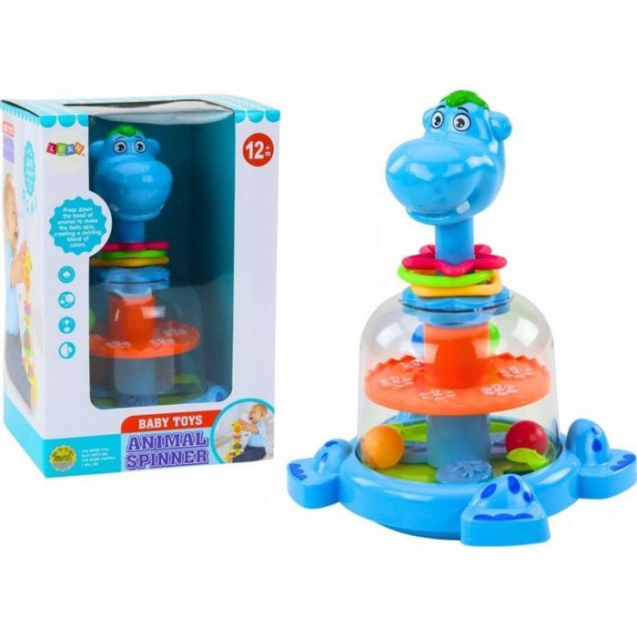 Toupie de compétition - LEANTOYS - Toupie Hippopotame - Bleu - 1 toupie - 2 balles