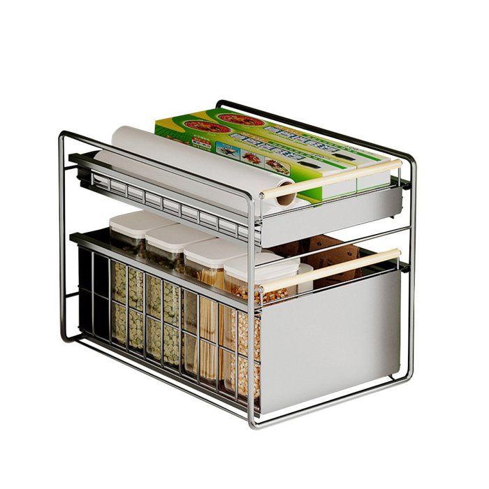 Organiseur Rangement Sous Évier 2 Niveaux Coulissant - Étagère Métal Hauteur Réglable Cuisine Salle De Bain