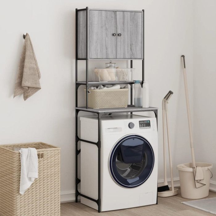 Armoire de machine à laver sonoma gris 68x485x194 cm