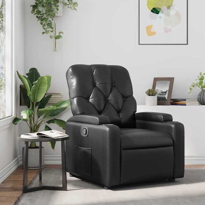 Fauteuil inclinable avec accoudoir - Fauteuil simple - Pour salon Noir Similicuir DÉCOSHOP 914383 2 ans garantie