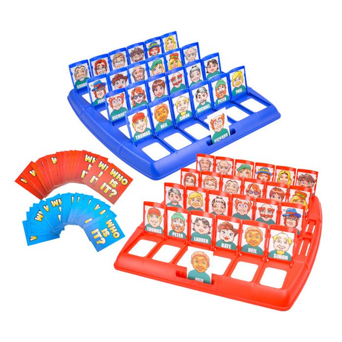 Qui Est-Ce ? Jeu De Devinettes Classique – 2 Joueurs, 80 Cartes, Plateau Bleu/rouge, Dès 6 Ans