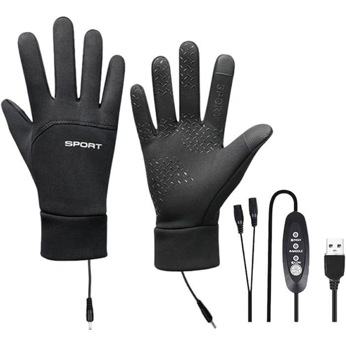 Gants Chauffants,Gants Chauffants USB 3 Réglages Tactiles,Moufles Thermiques pour Cyclisme Gants Chauffants,Gants Chauffants USB 3 Réglages Tactiles,Moufles Thermiques pour Cyclisme