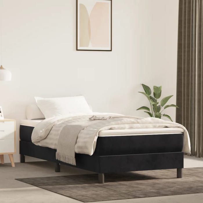 Matelas à ressorts ensachés - vidaXL - 100x200x20 cm - Noir - Velours - Ressorts ensachés - Mousse confortable