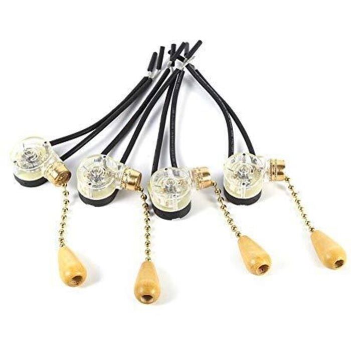 Interrupteur à tirer - MICH - Lot de 4 - Compatible lampes et ventilateurs - Style vintage - Installation facile