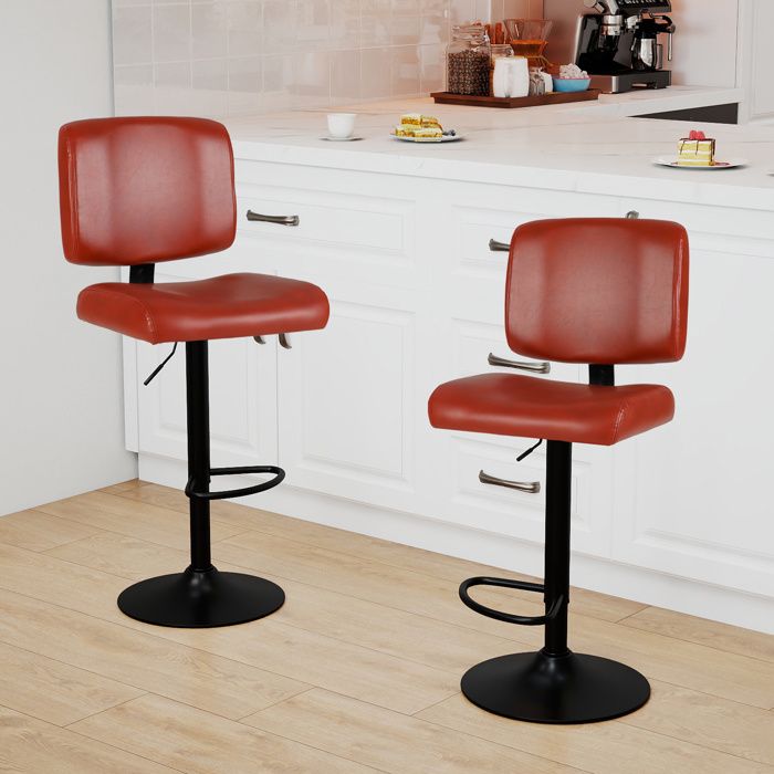 COSTWAY Ensemble de 2 Tabourets de Bar Pivotants 47 x 42 x 98-119 cm Hauteur Réglable & Assise Rembourrée pour Salle à Manger COSTWAY Ensemble de 2 Tabourets de Bar Pivotants 47 x 42 x 98-119 cm Hauteur Réglable & Assise Rembourrée pour Salle à Manger