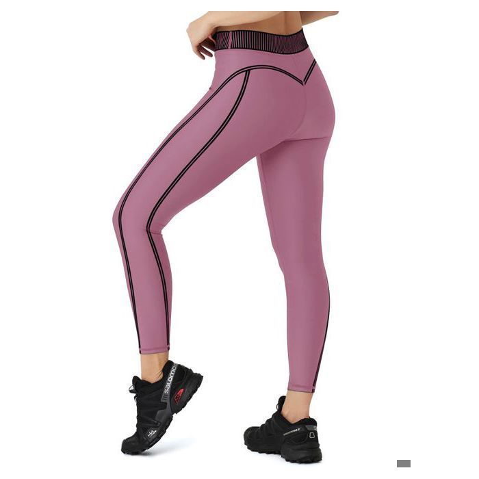 Legging Sport Femme Taille Haute Rose L - Pantalon Yoga Fitness Opaque et Respirant - Collant Gym Running Élastique Confortable
