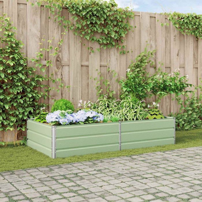VIDAXL Jardinière rectangulaire en acier galvanisé Vert pastel 195x100x45 cm - bac à fleurs extérieur