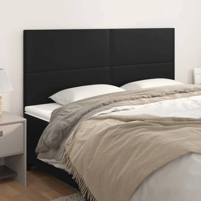 Tête de lit en similicuir - vidaXL - Noir - 200x5x118/128 cm - Hauteur réglable - Mousse - Pieds en bois