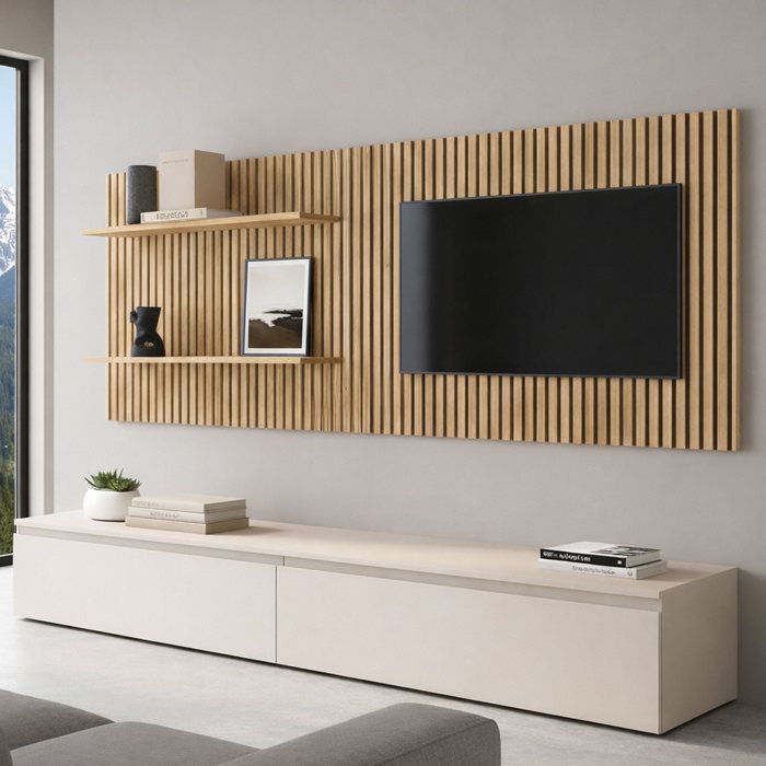 Mur dArrangements Pollina Dmora en Bois Nobilité Beige Mur dArrangements Pollina Dmora en Bois Nobilité Beige