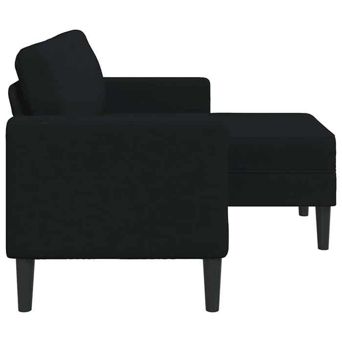 Canapé 2 places avec méridienne en L - SOLOMOON - Noir - 125x118x85 cm - Tissu polyester - Méridienne intégrée