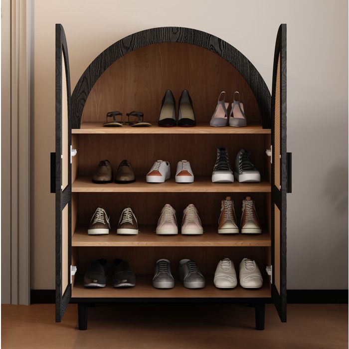 Meuble à chaussures capacité 12-15 paires. meuble dentrée 2 portes 4 étagères. MDF. naturelle + noir
