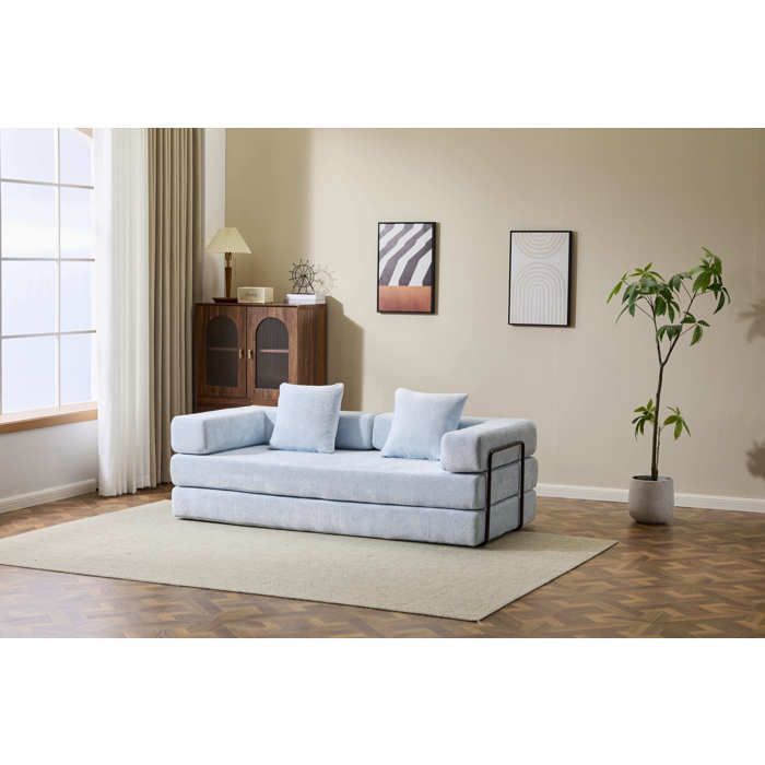 Canapé Convertible 4-en-1 Pliable – Velours Côtelé Mousse Mémoire – Sans Montage Livré Prêt à lEmploi