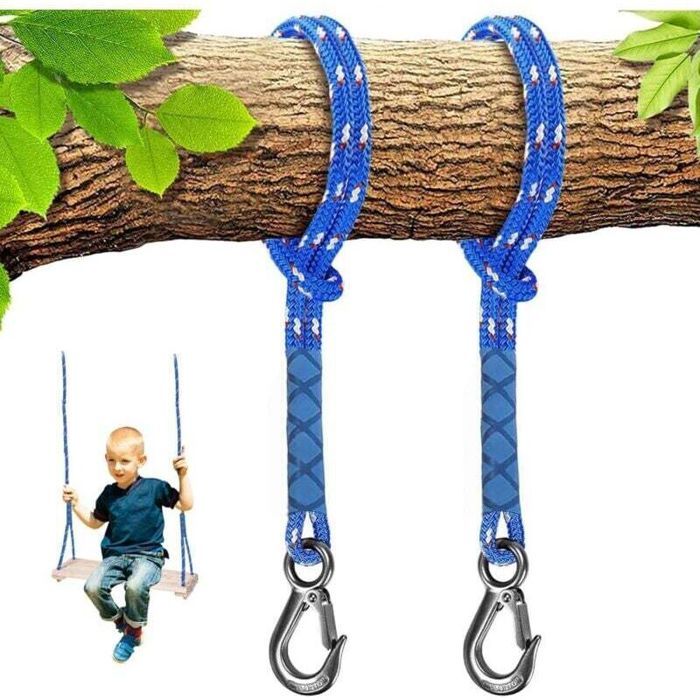 Crochets de balançoire réglables - PZCC - Lot de 2 - Corde 150 cm réglable - Charge 200 kg - Pour poutres bois